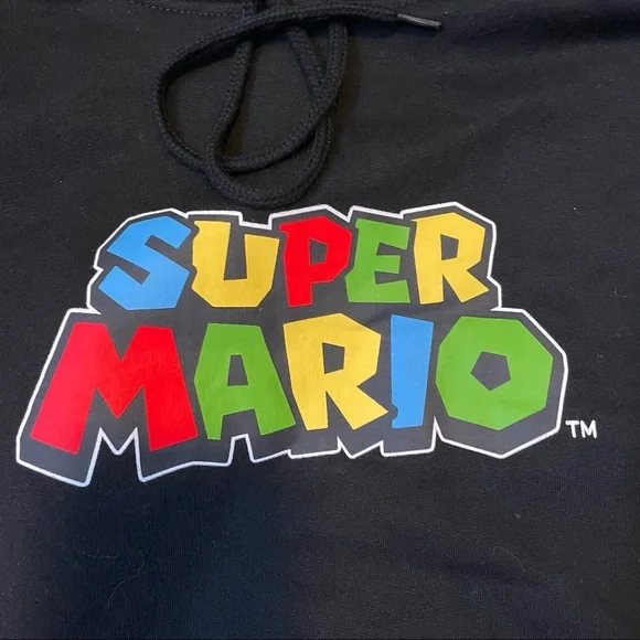 Nintendo Super Mario 2021 Fifth Sun RN 111847 Black Hoodie Size Small - Picture 3 of 6
